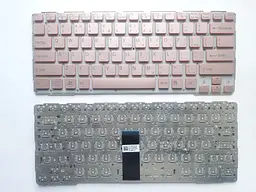 Клавіатура для ноутбуків Sony Vaio SVE14A рожева з червоною облямівкою, без рамки, під підсвічування