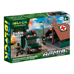 Конструктор PL-921-495 IBLOCK "Армія ВІЙСЬКОВО-ПОЛЬОВИЙ ГОСПІТАЛЬ," 365дет 3 фігурки в коробці (6905655468097)