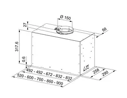 Franke Витяжка вбудовувана, 70см, 1250м.куб/год, Box Flush Basic FBFE LG A70, cвітло-сірий - мініатюра 5