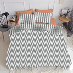 Комплект постільної білизни Cosas євро з простирадлом на резинці GREY ZIGZAG 200 x 220 см (ZigGrey_El-Terrakot_200) - мініатюра 2