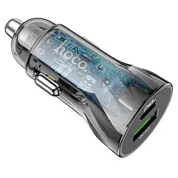 Автомобільний зарядний пристрій HOCO Z56 Friend PD35W+QC3.0 cigarette lighter car charger сірий - мініатюра 3