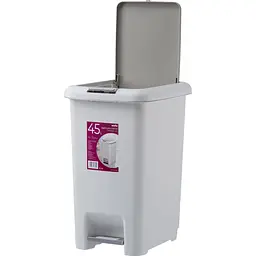 Відро для сміття MBM My Home з кришкою та педаллю 45 л сіре (BIN-01 45L GRAY) - мініатюра 2