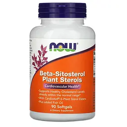 Натуральна добавка NOW Beta-Sitosterol Plant Sterols, 90 капсул