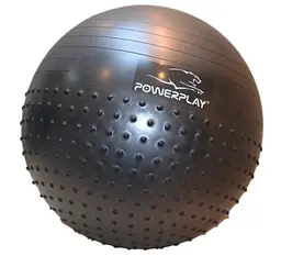 М'яч для фітнесу (фітбол) напівмасажний PowerPlay 4003 Ø75 cm Gymball Темно-сірий + помпа (PP_4003_D75_Dark-grey) - мініатюра 2