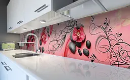 Кухонний фартух Яскраві орхідеї Камені ПВХ для декору 60х300 см Абстракція Рожевий Happy Pocket Z183612 - мініатюра 5