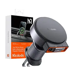 Холдер Mcdodo 15W Magnetic Wireless Car Charger with retractable cable Чорний - мініатюра 2