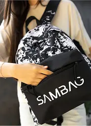 Жіночий рюкзак Sambag Active чорний тканевий з принтом "split" 40 х 33 х 14 см (11811145) - мініатюра 4