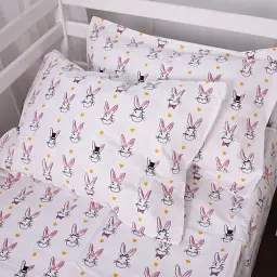 Комплект постільної білизни MirSon Бязь Kids Time 17-0529 Bunnies 110x140 см білий (2200008612566) - мініатюра 6