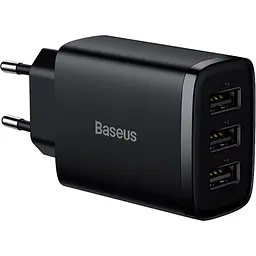Мережевий зарядний пристрій Baseus Compact Charger 3U 17W 3USB Black (CCXJ020101) [74463]
