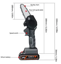 Ланцюгова пила акумуляторна Chainsaw акумулятор 24V - мініатюра 6