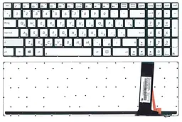 Клавіатура для ноутбука Asus (N550) з підсвічуванням (Light), Silver, (No Frame) - мініатюра 3