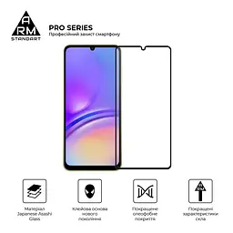 Захисне скло на Samsung Galaxy A05 (A055) з олеофобним покриттям, Pro, повне проклеювання, антистатичний і пиловідштовхуючий шар, 9H, самоклеючеся, 2.5D, на весь екран, антистатичний клей, ArmorStandart (ARM73266) - мініатюра 2