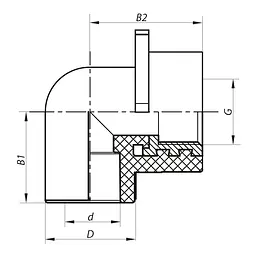 Кутник інсталяційний для гіпсокартонних стін ВР Koer 20x1/2F PPR K0189.Pro KP0244 - мініатюра 2