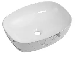 Раковина накладна Qtap Robin Marble, прямокутна, з донним клапаном QT04116302MR