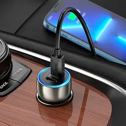 Адаптер автомобільний Tough dual port car charger Z48 2*Type-C 40W коричневий - мініатюра 9