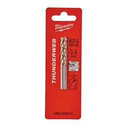 Свердло по металу THUNDERWEB HSS-G MILWAUKEE DIN338, діаметр 3,5x70х39мм, (2шт)