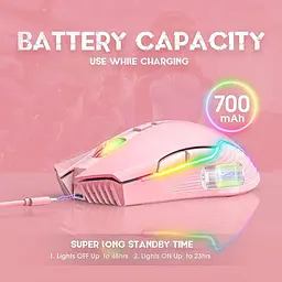 Комп'ютерна мишка Onikuma CW15 RGB підсвітка 3600 DPI для ПК і ноутбука Рожевий - мініатюра 5