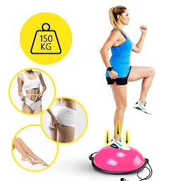 Балансувальна платформа (півсфера) Cornix Bosu Ball 58 см з еспандерами Pink XR-0456 - мініатюра 7