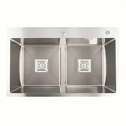 Кухонна мийка нержавійка Platinum Handmade HDB 78x48 на дві чаші (квадратний сифон,3.0/1.0), Нержавіюча сталь