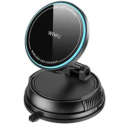 Автотримач з Бездротовий зарядний пристрій WIWU CH-326 Universal Vacuum Suction Magnetic 15W Black - мініатюра 5
