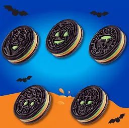 Печиво Oreo Halloween Green and Orange Creme Chocolate Sandwich Cookies 650г - мініатюра 3