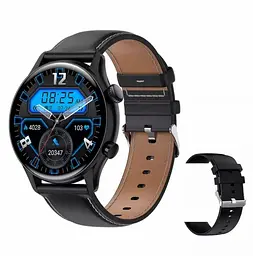 Смарт-годинник Uwatch HK8 Pro Black AMOLED, 2 ремінці, Шкіряний та силіконовий