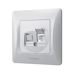 Розетка CAT6 одинарна комп'ютерна срібний шовк VIDEX BINERA VIDEX (24904-000) - мініатюра 3