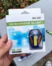 Вело фара мигалка RPL-2267 велосипедний задній акумуляторний ліхтар габаритний вогонь 5 різних режимів - мініатюра 10