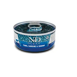 Вологий корм Farmina N&amp;D Grain Free OCEAN TUNA, SARDINE &amp; SHRIMP для котів, беззерновий, тунець, сардина, креветка 70 г