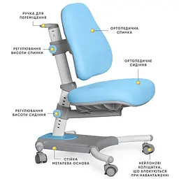 Дитяче ортопедичне крісло Evo-kids Omega (Y-220 KBL) - мініатюра 2