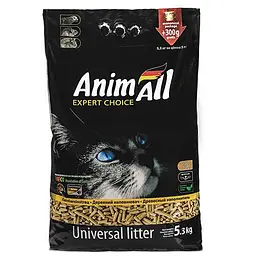 Деревний наповнювач AnimAll без аромату для котів 5 кг + 300 г у подарунок