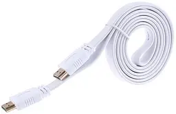 Кабель HDMI M - M, 1.5 м, V1.4, 4K 60Hz, плаский, білий