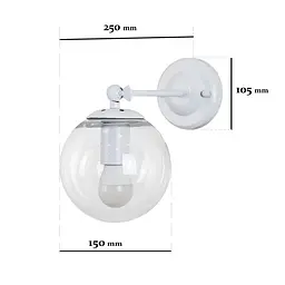 Бра настінне Levistella 756WPR150F-1 WH+CL, E27, 150 мм, білий, прозоре скло, сучасний стиль для дому - мініатюра 2
