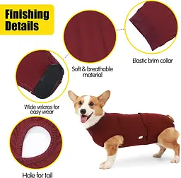 Гігієнічні труси/комбінезон для собак WanTalk Full Body Dog Diaper, Wine Red, 3XL - мініатюра 7