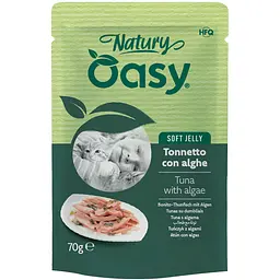 Вологий корм Oasy Cat Wet Natury для дорослих котів тунець з морськими водоростями 70 г