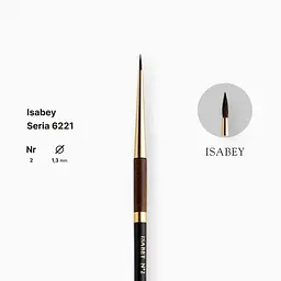 Пензель білка кругла натуральна Isabey 6221, №2, для акварелі, коротка ручка - мініатюра 2