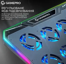 Охолоджувальна підставка для ноутбука до 17,3 дюймів GamePro GPCP-1040 RGB 2xUSB 8xfans - мініатюра 13
