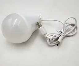 Лампочка від USB та microUSB 5v світлодіодна LED 7W з кабелем 1м для павербанка ноутбука лампа ліхтар UKC холодне світло - мініатюра 4