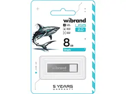 Флешка Wibrand 8 GB Shark Silver USB 2.0 (WI2.0/SH8U4S) - мініатюра 2