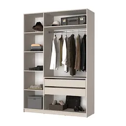 Шафа 3-дверна з антресоллю MebelStar Оскар ДСП BL-B, блок шухляд 150x52x260 см Бетон (MBS-4961) - мініатюра 2