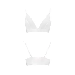 Еластичний топ з мереживом Passion PS001 TOP L, white - мініатюра 4