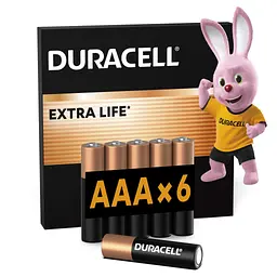 Батарейка Duracell AAA лужні 6 шт. в упаковці (5000394107472 / 81483511)