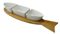 Цукерниця-соусниця 3-секційна 36x10x5,5 см "Біла рибка"