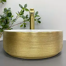 Умивальник VBI Prato gold white накладний VBI-011408, Золотий - мініатюра 5