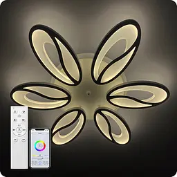 Люстра світлодіодна 517 Light 3color з пультом 130Вт Чорний (01923)