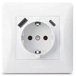 Розетка Videx Binera одинарна із заземленням з USB+USB-C біла (VF-BNSK1GUC-W) - мініатюра 3