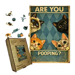 Дерев'яний фігурний пазл puzzlean ARE YOU POOPING?, А3, Дерев'яна коробка 200 елементів