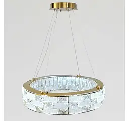 Світлодіодна люстра підвісна Artlight 8003/500GD з прозорим скляним кільцем в золотому кольорі, 38W - мініатюра 3