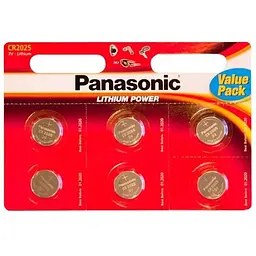 Батарейка Panasonic CR 2025 * 6 LITHIUM (CR-2025EL/6B)