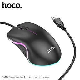 Комп'ютерна Миша HOCO GM19 Enjoy gaming luminous wiчервоний mouse Чорна - мініатюра 3
